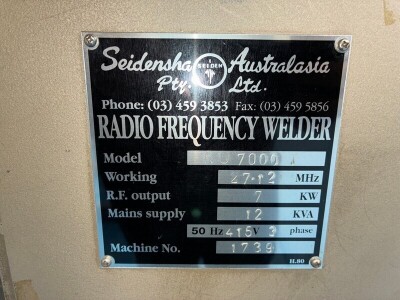 Seidensha Australia KU7000I Radio Frequency Welder - 5