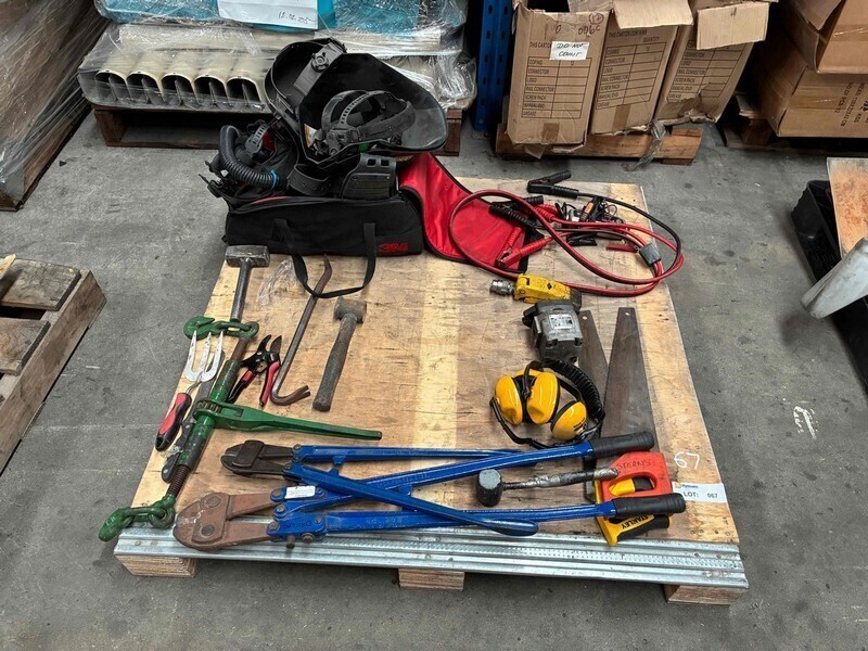 Hand Tools, Bolt Cutters, Lead Cables And Welding Masks