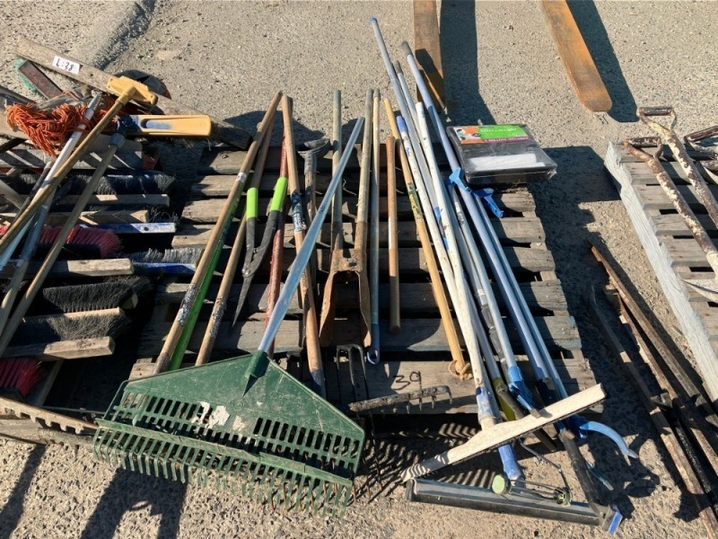 Pallet Of Assorted Gardening & Cleaning Tools
