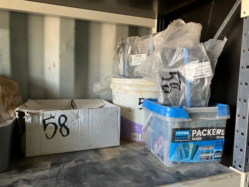 Tub, Cardboard Box, Bucket And Packs of Panel Shims and Packers