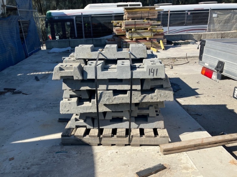 Pallet Of Precast Concrete Temporary Fence Ballast Blocks