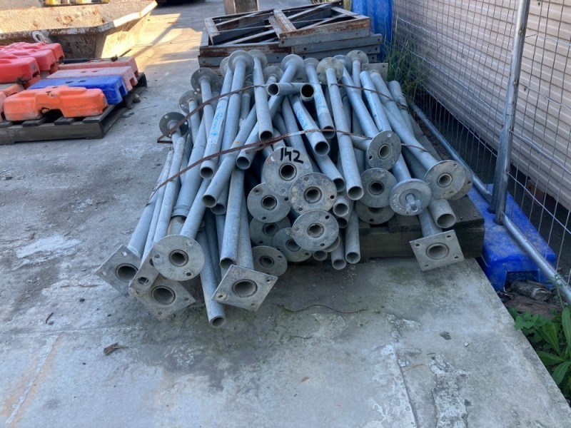 Pallet of Galvanized Steel Posts with Base Plates