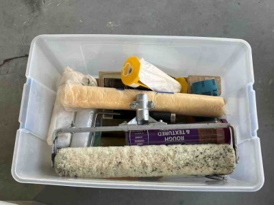 Assorted Painting Equipment in Tub - 3