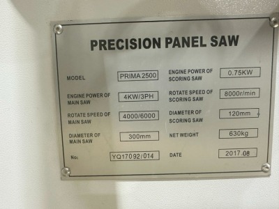 2017 PRIMA 2500 Panel Saw - 4